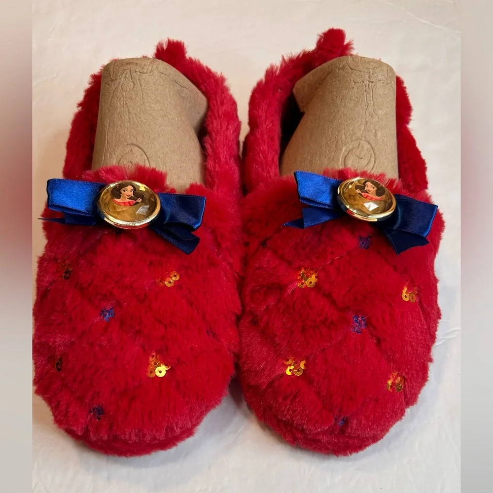 Disney Princess Elena of Avalor Red Slippers with Blue Accent Girls Size 2